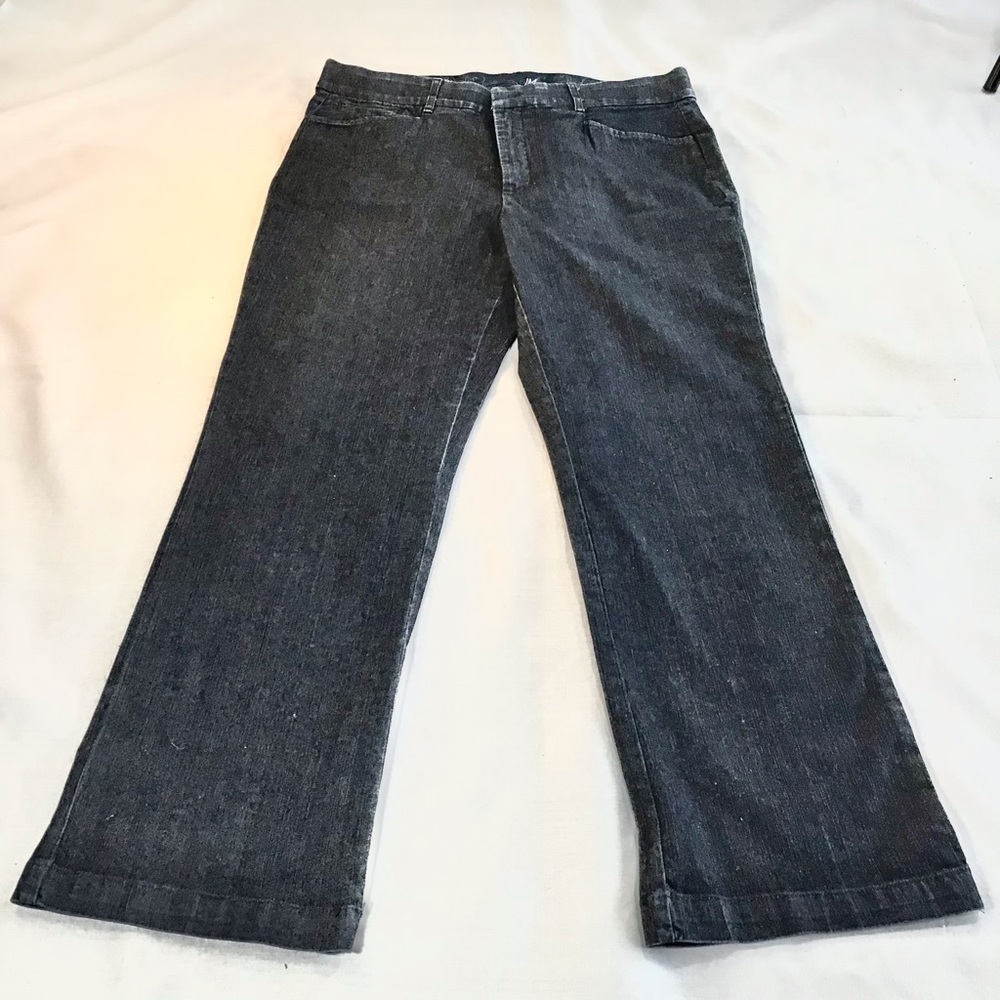 JM jeans , comfy waist band , with stretch . leg has  a slight flare